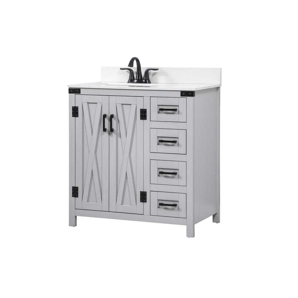 32 inch Single bathroom vanity in grey with backsplash. Picture 7