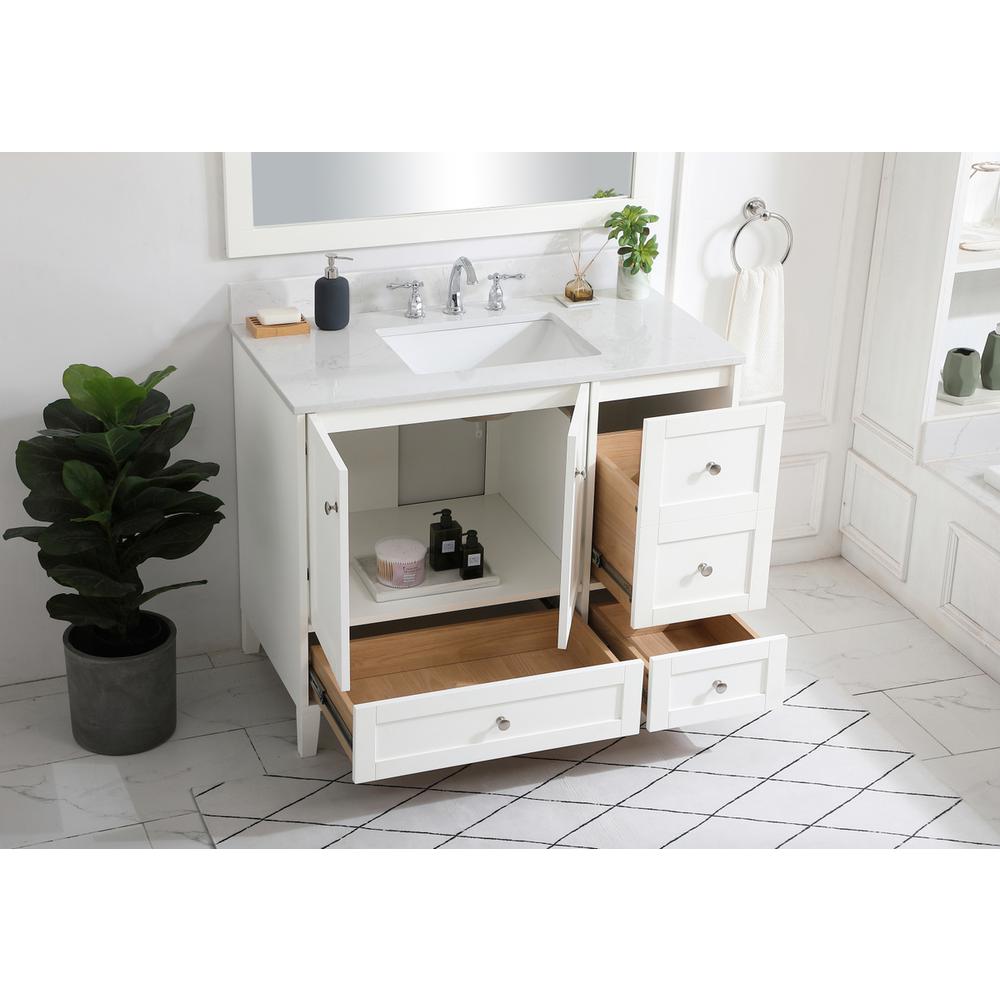 42 inch Single Bathroom Vanity in White with Backsplash. Picture 3