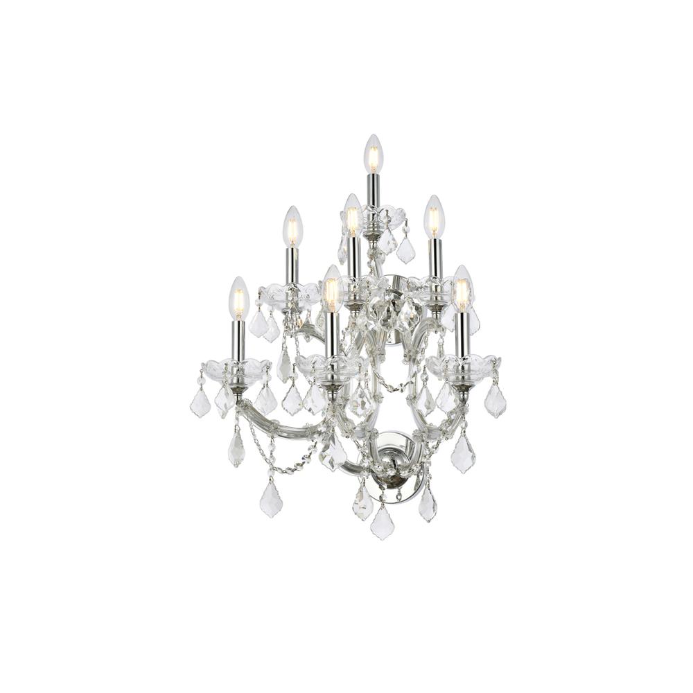 Maria Theresa 7 light Chrome Wall Sconce Golden Teak (Smoky) Royal Cut Crystal. Picture 2