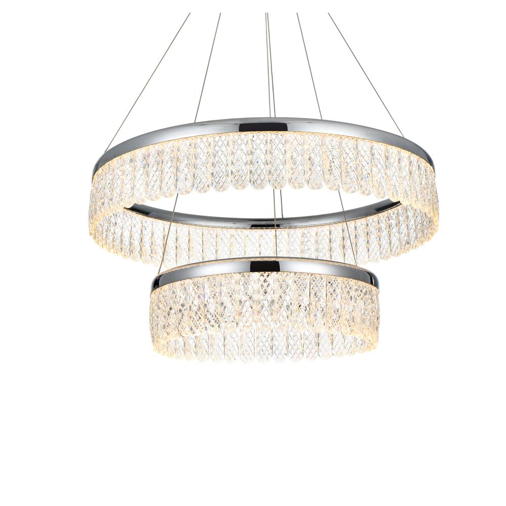 Rune 24 inch Adjustable LED chandelier in Chrome. Picture 4