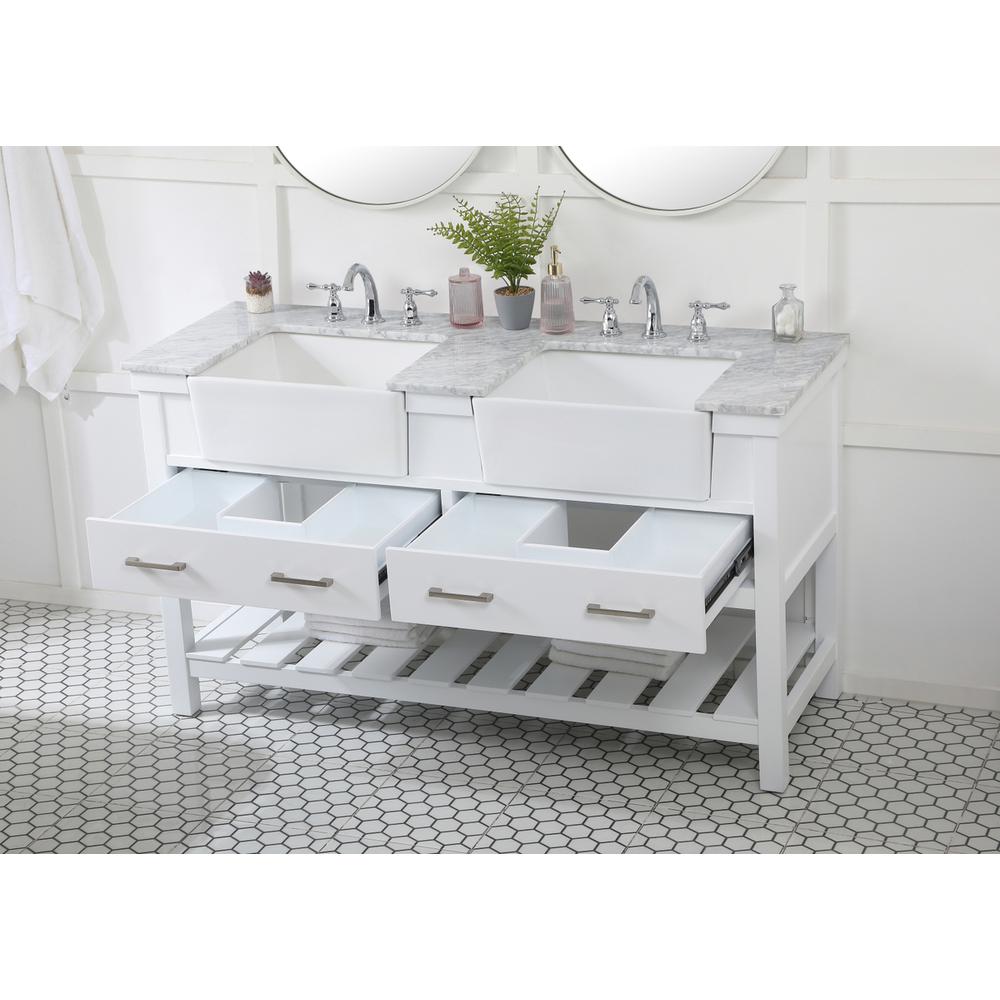 60 inch double bathroom vanity in white. Picture 3