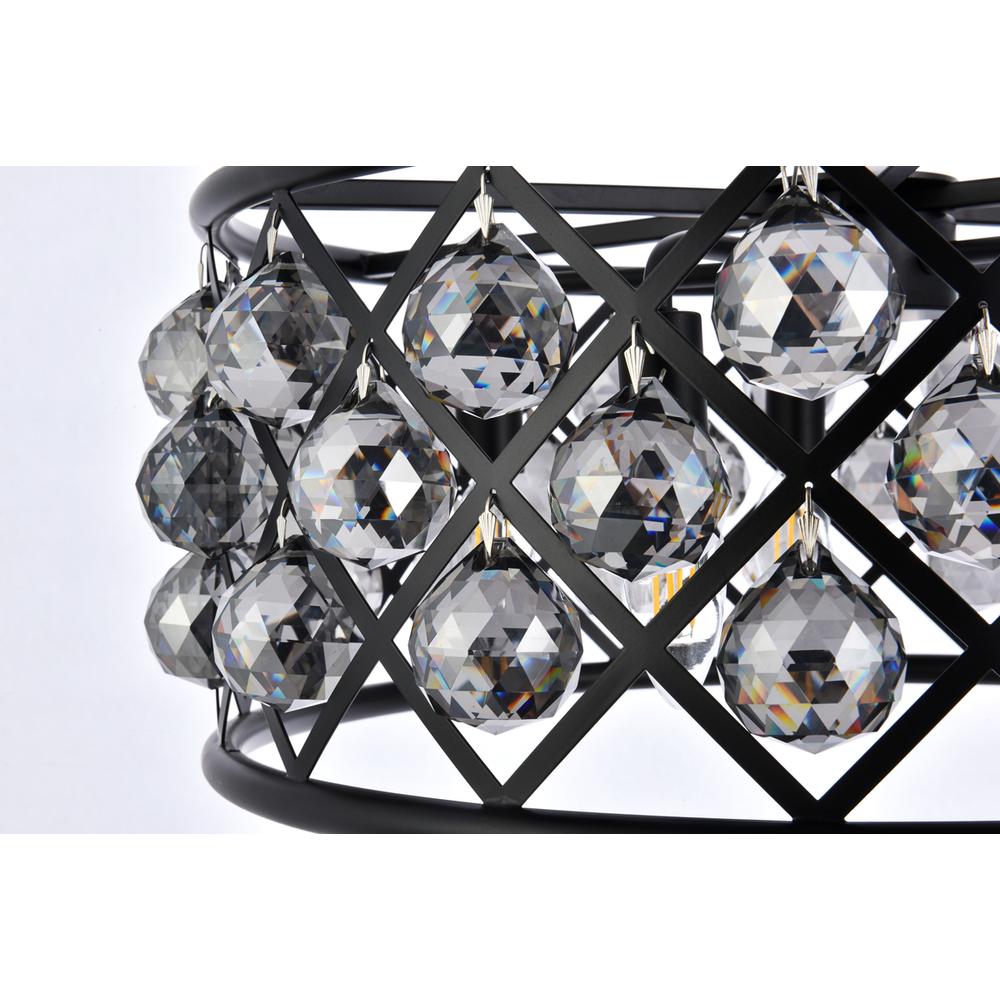 Madison 5 light Matte Black Chandelier Silver Shade (Grey) Royal Cut Crystal. Picture 5