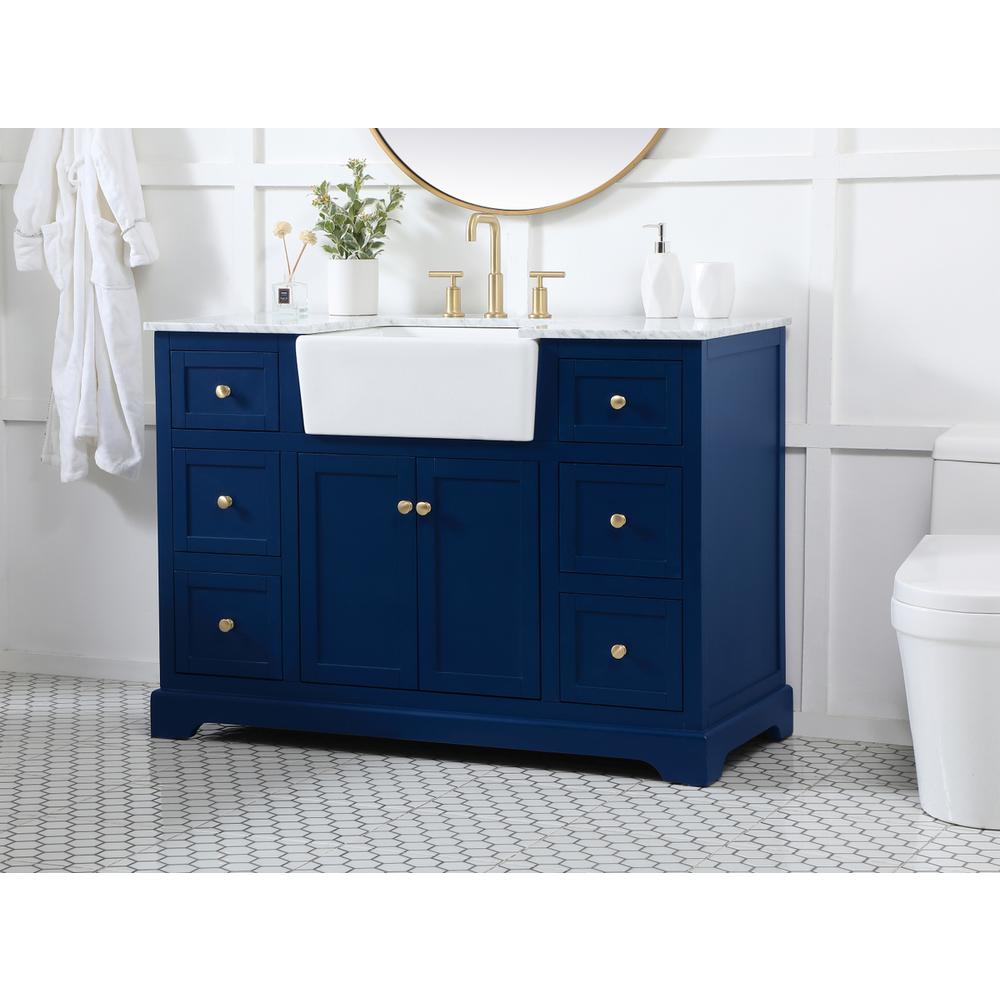 48 inch Single bathroom vanity in blue. Picture 2