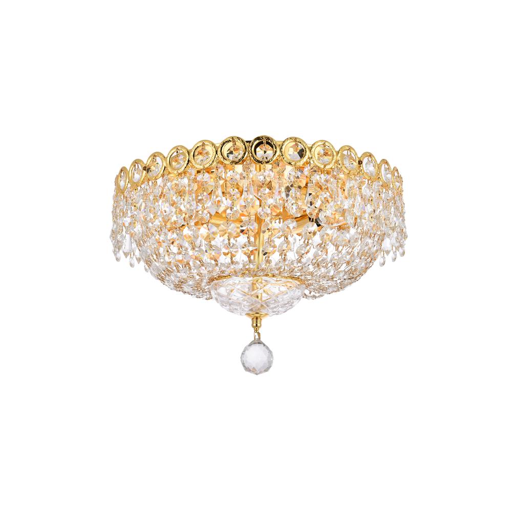 Century 4 light Gold Flush Mount Clear Royal Cut Crystal. Picture 5