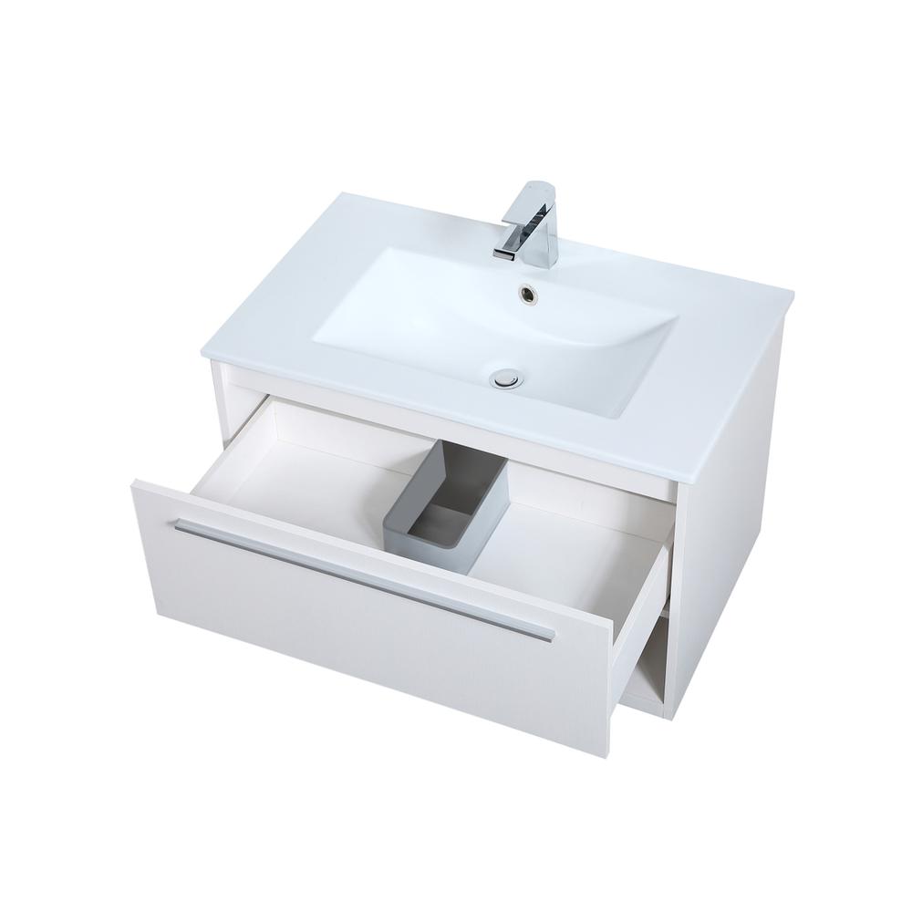 30 inch  Single Bathroom Floating Vanity in White. Picture 8
