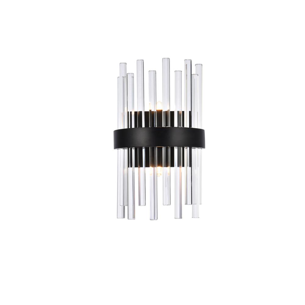 Dallas 8 inch crystal bath sconce in black. Picture 1