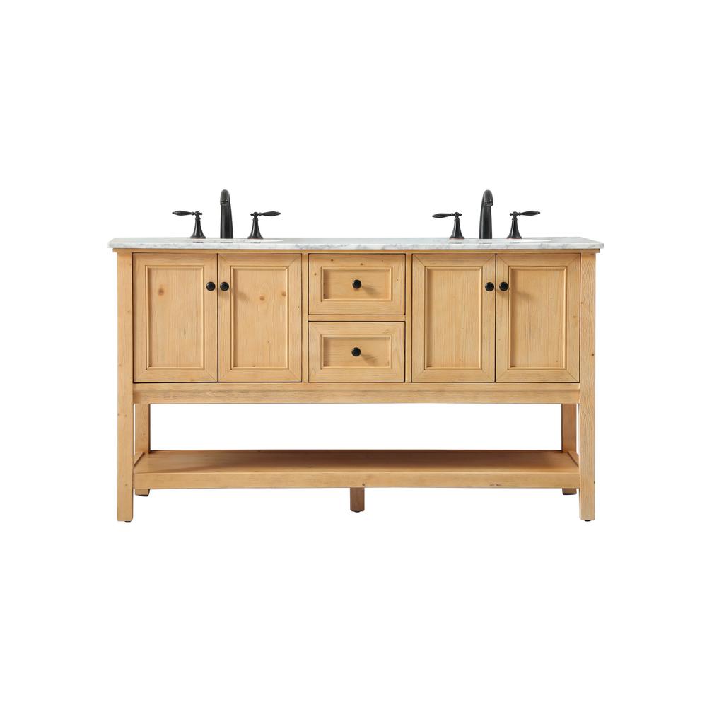 60 inch double bathroom vanity in natural wood. Picture 1