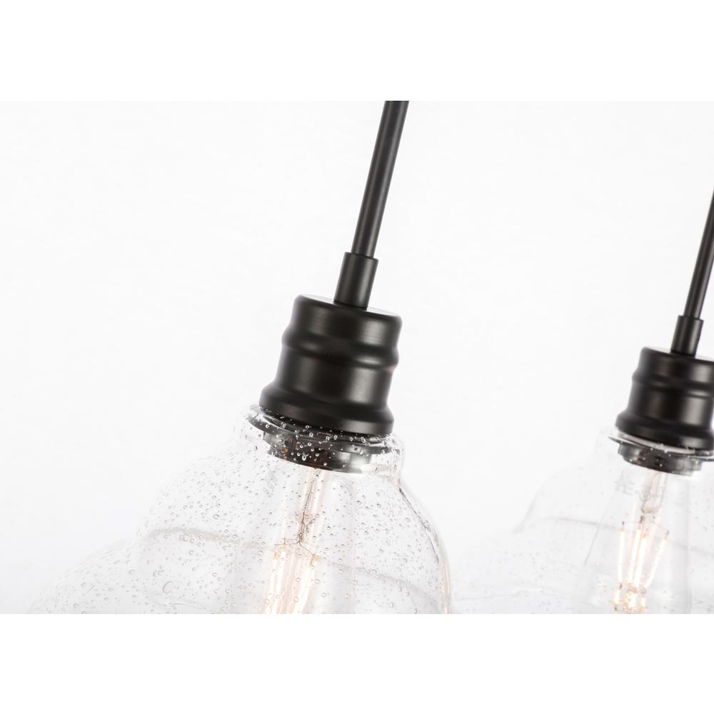 Clive 3 light Black and Clear seeded glass pendant. Picture 10