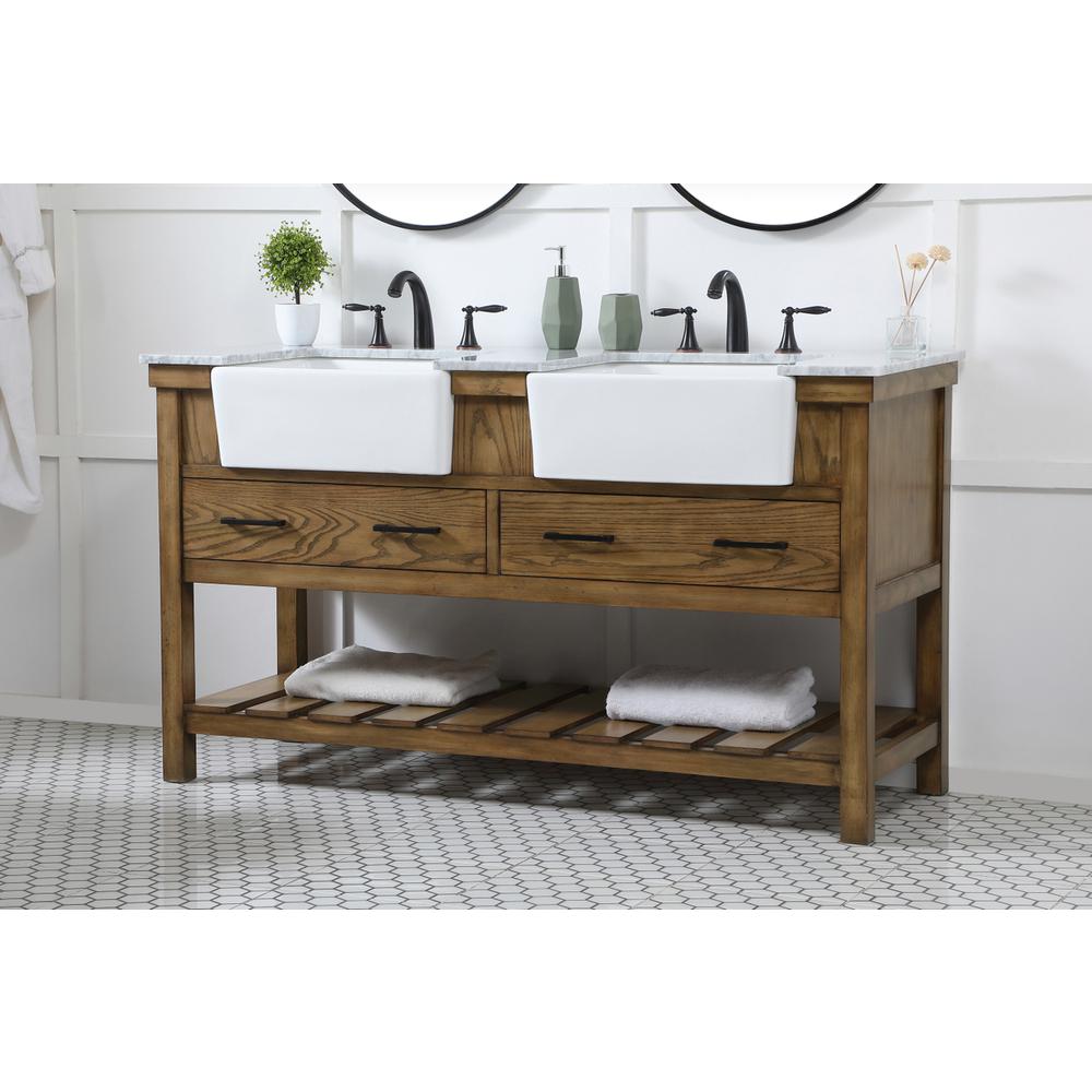 60 inch double bathroom vanity in driftwood. Picture 2