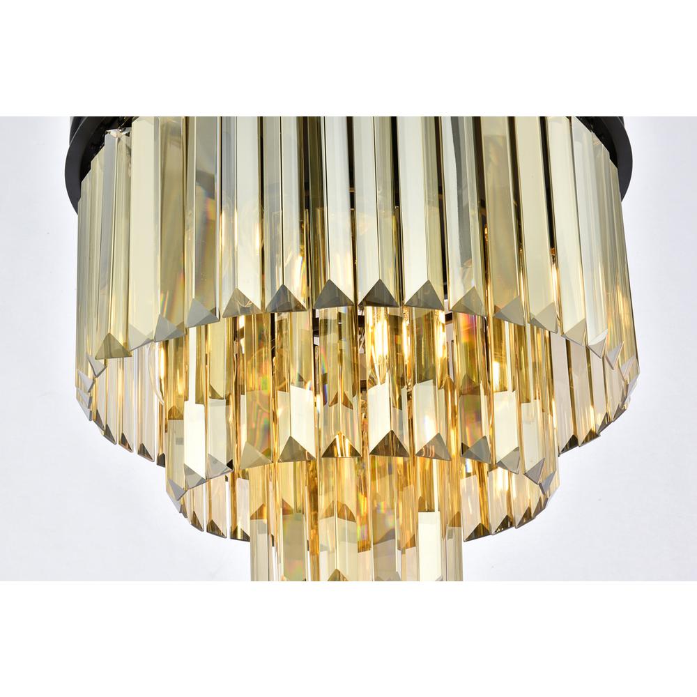 Sydney 9 light Matte Black Flush Mount Golden Teak (Smoky) Royal Cut Crystal. Picture 3