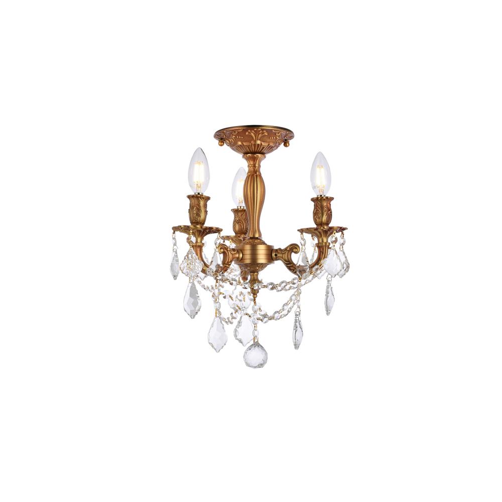 Rosalia 3 light French Gold Flush Mount Clear Royal Cut Crystal. Picture 1