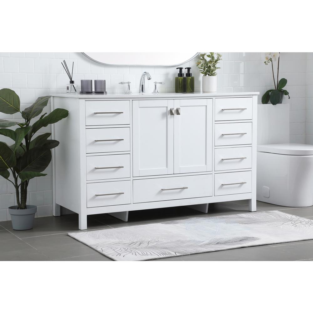 54 Inch SIngle Bathroom Vanity In White. Picture 2