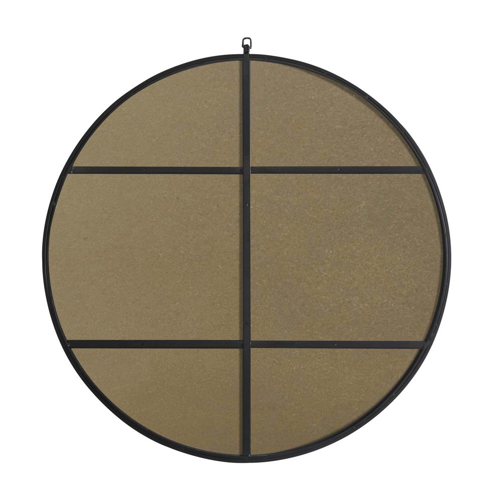Metal frame Round Mirror with decorative hook 42 inch Black finish. Picture 9