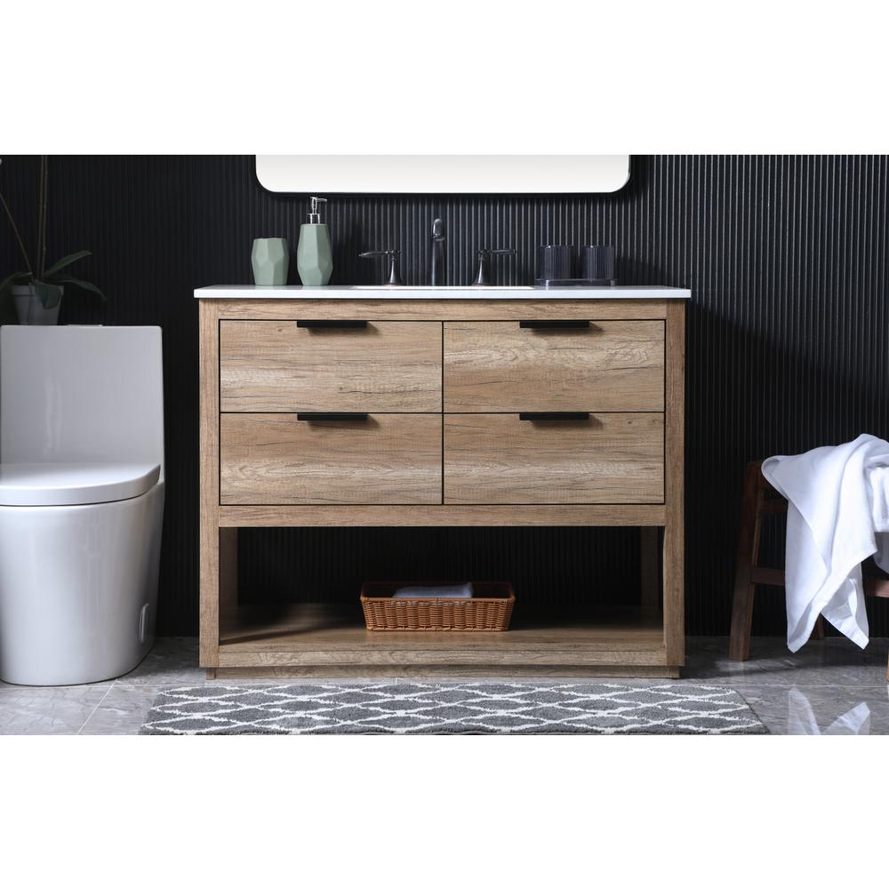 42 Inch SIngle Bathroom Vanity In Natural Oak. Picture 14