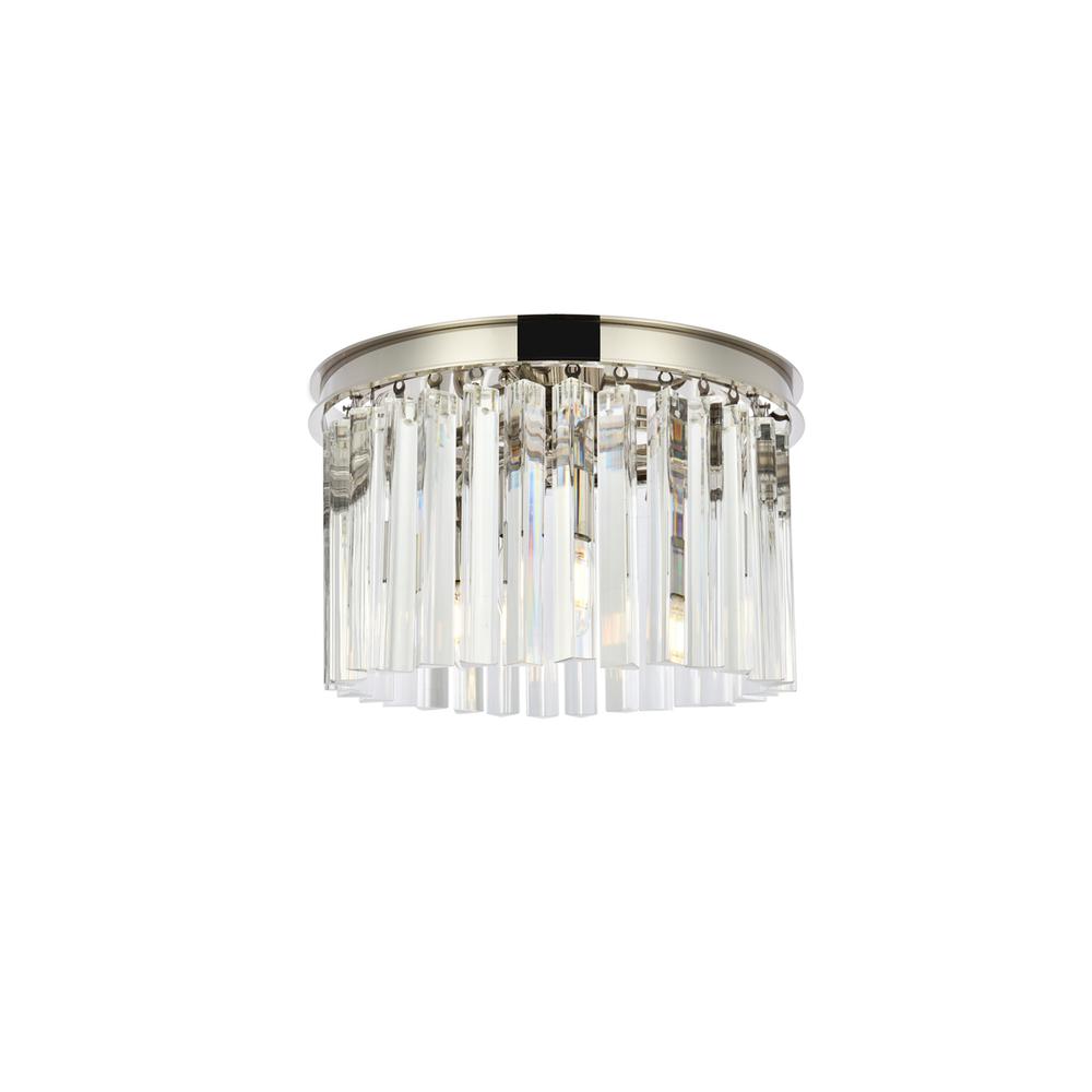 Sydney 3 light polished nickel Flush Mount Clear Royal Cut Crystal. Picture 1
