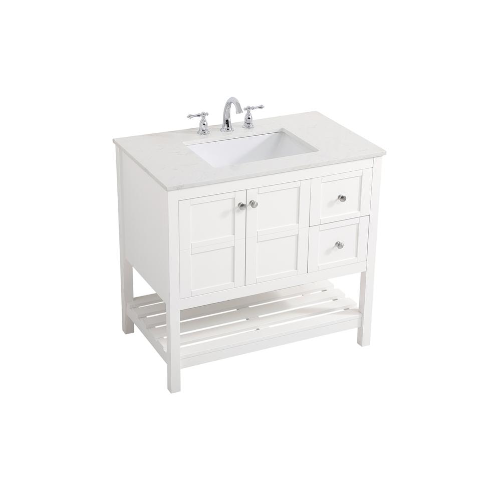 36 inch Single Bathroom Vanity in White. Picture 7