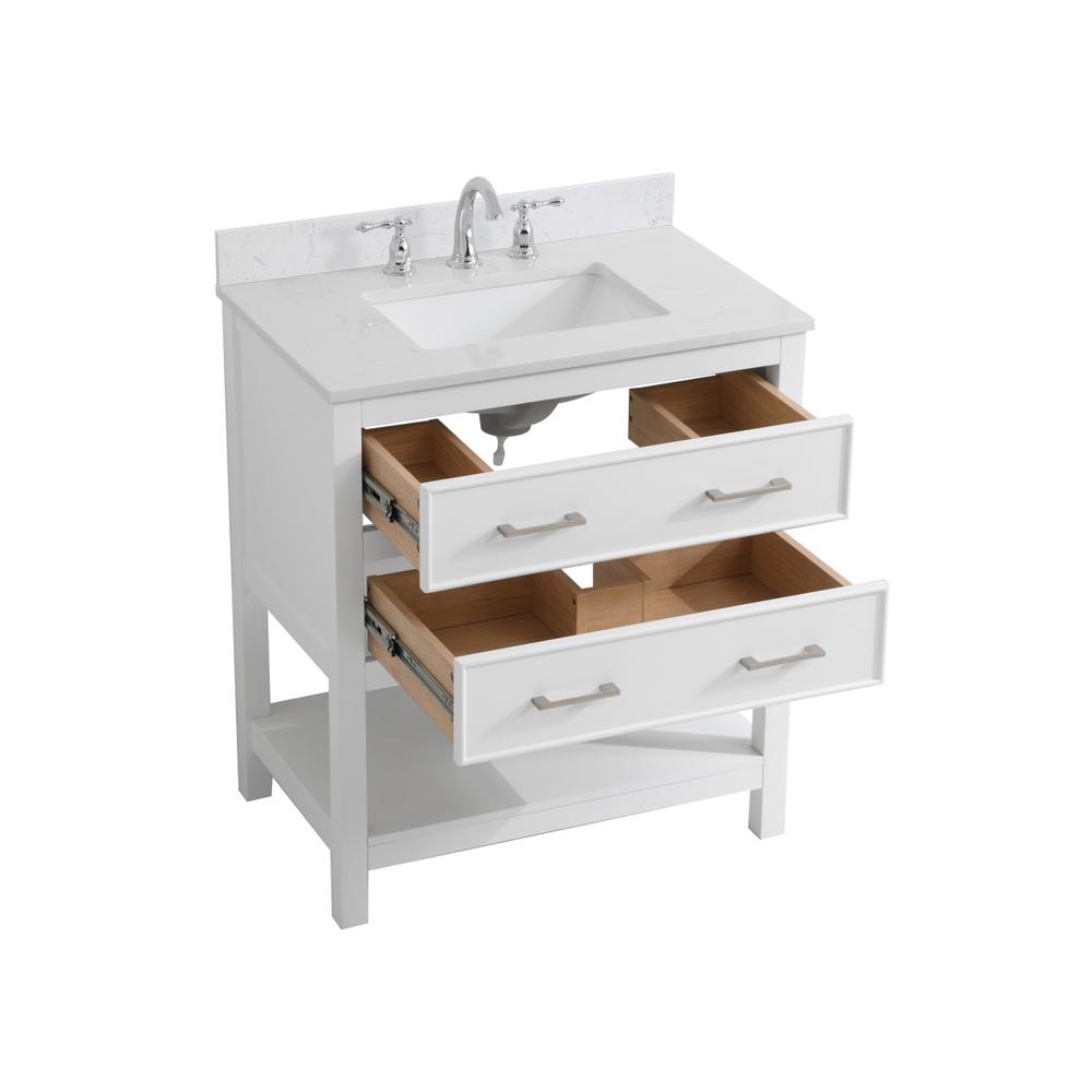 30 inch Single Bathroom Vanity in White with Backsplash. Picture 9