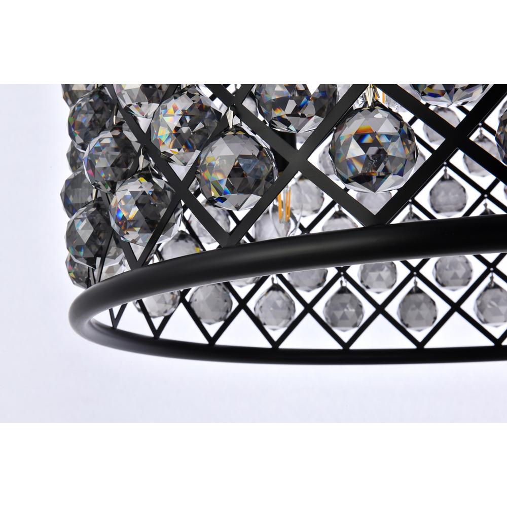 Madison 8 light Matte Black Chandelier Silver Shade (Grey) Royal Cut Crystal. Picture 3