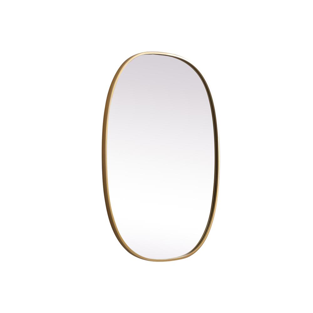 Metal Frame Oval Mirror 27x36 Inch in Brass. Picture 7