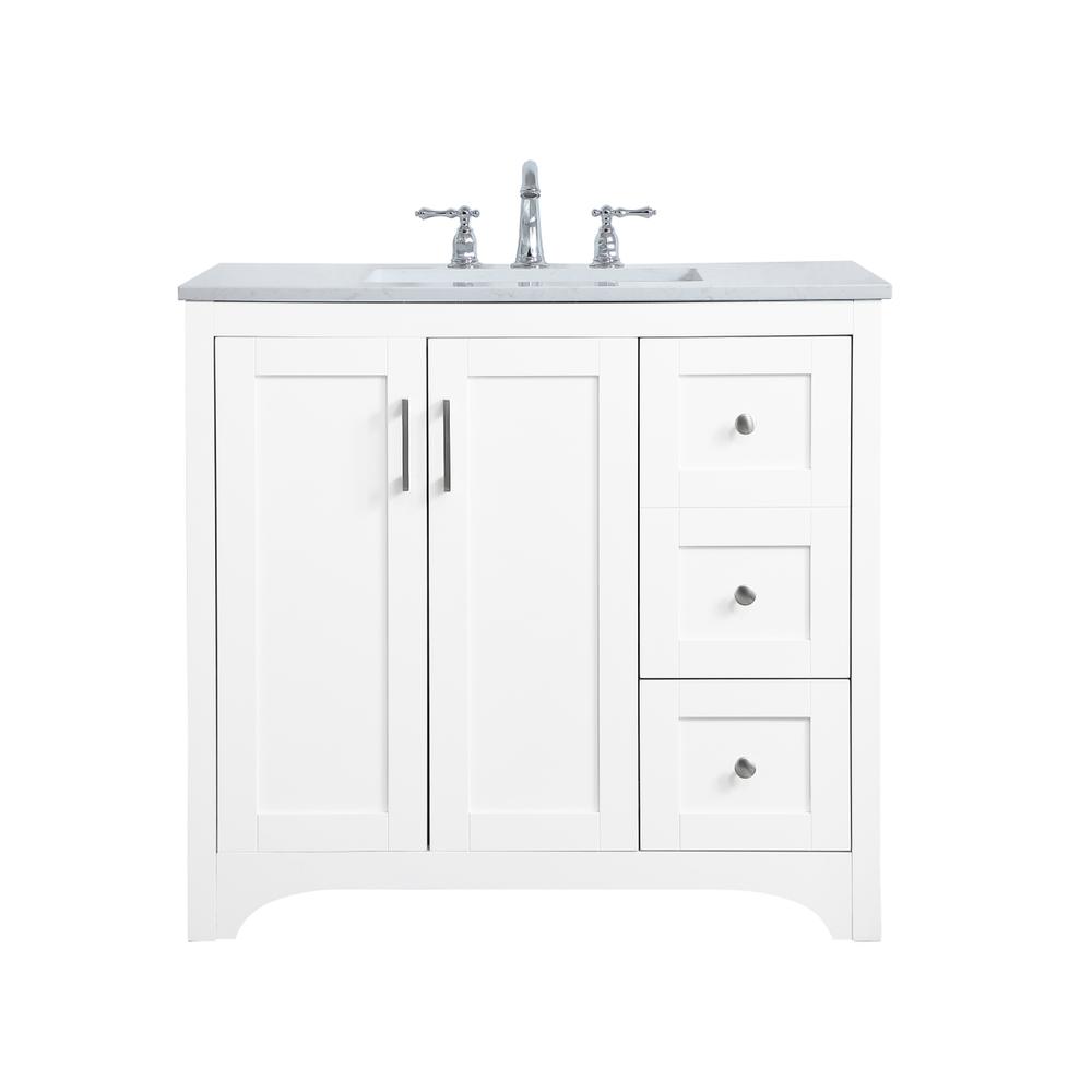 36 inch Single Bathroom Vanity in White. Picture 1