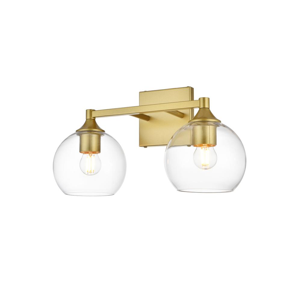Foster 2 light Brass and Clear Bath Sconce. Picture 2