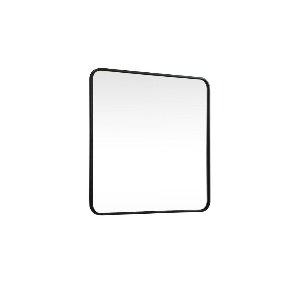 Soft corner metal square mirror 30x30 inch in Black. Picture 7