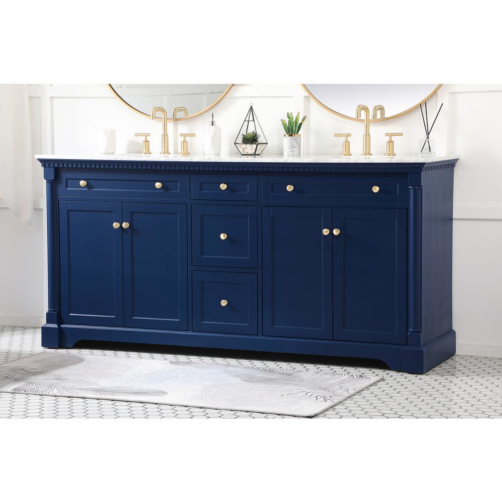 72 inch double bathroom vanity in Blue. Picture 2