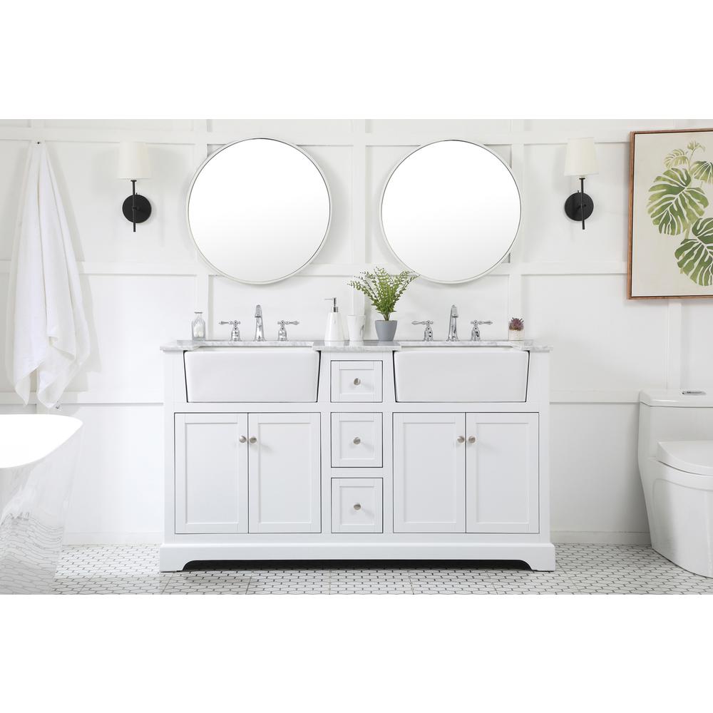 60 inch double bathroom vanity in white. Picture 4