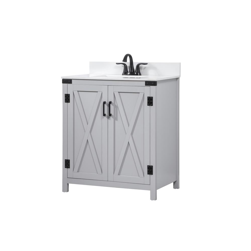 30 inch Single bathroom vanity in grey with backsplash. Picture 7