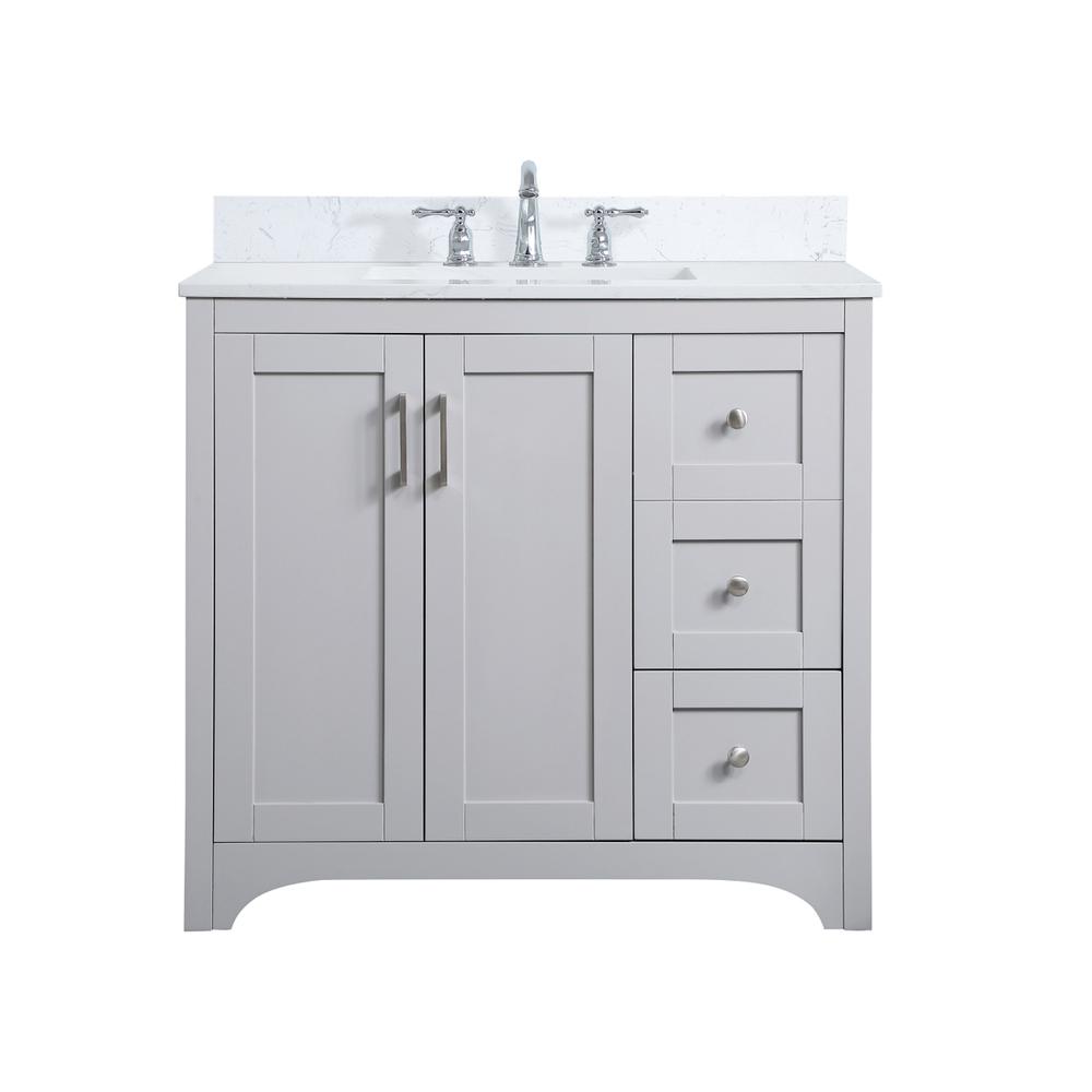 36 inch Single Bathroom Vanity in Grey with Backsplash. Picture 1