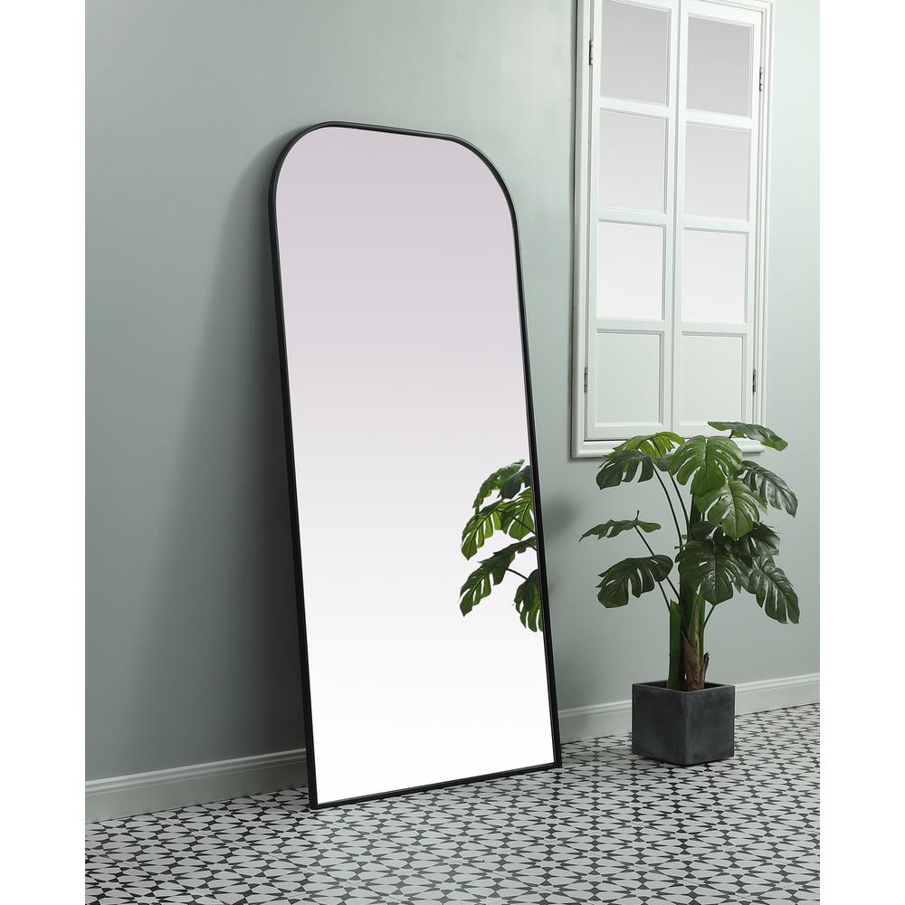 Metal Frame Arch Full Length Mirror 35x72 Inch in Black. Picture 2