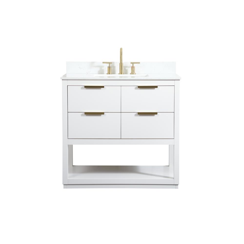 36 inch Single bathroom vanity in white with backsplash. Picture 1