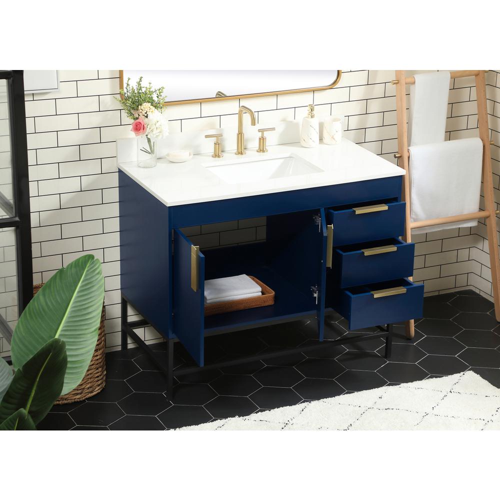 42 inch Single bathroom vanity in blue with backsplash. Picture 3
