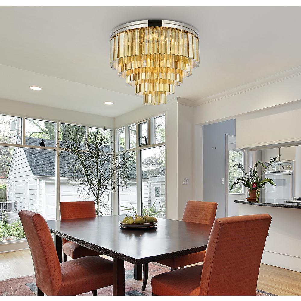 Sydney 17 light polished nickel Flush Mount Golden Teak. Picture 8