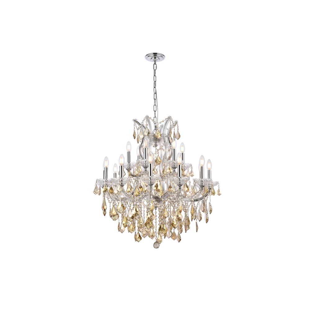 Maria Theresa 19 light Chrome Chandelier Golden Teak (Smoky) Royal Cut Crystal. Picture 1