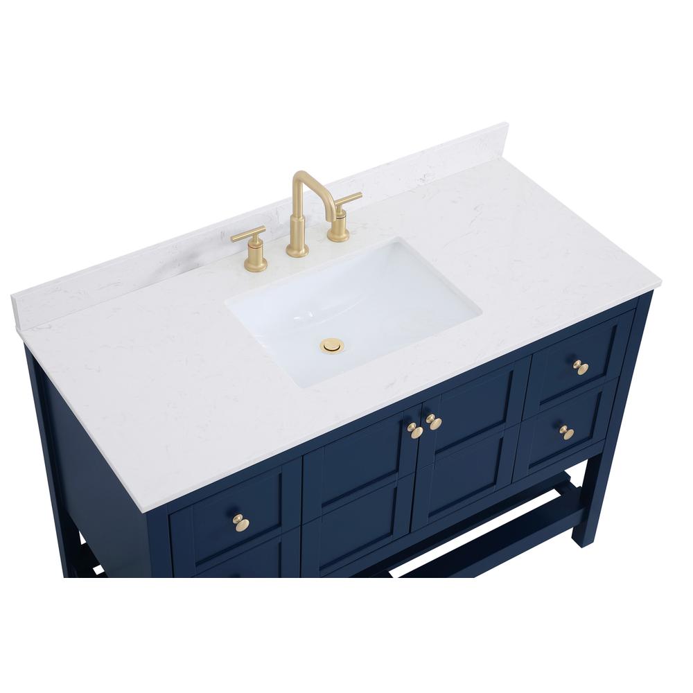48 inch Single Bathroom Vanity in Blue with Backsplash. Picture 10