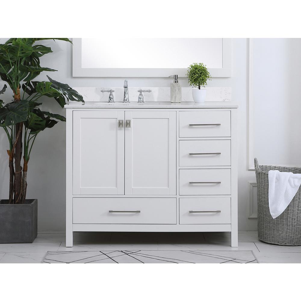 42 inch Single Bathroom Vanity in White with Backsplash. Picture 14