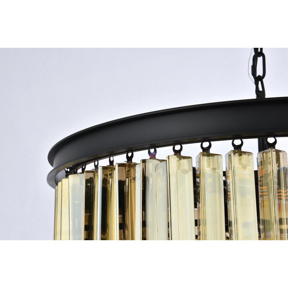 Sydney 9 light Matte Black Chandelier Golden Teak (Smoky) Royal Cut Crystal. Picture 5