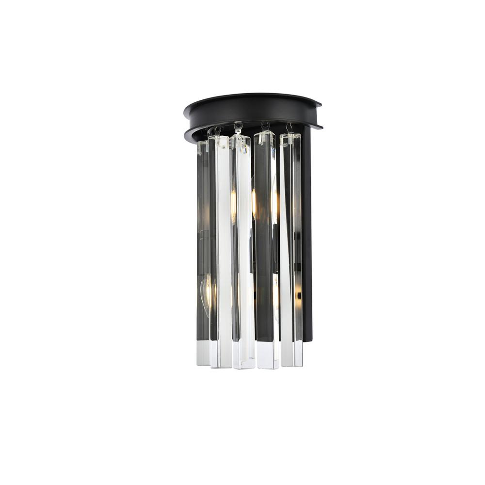 Sydney 2 light Matte Black Wall Sconce Clear Royal Cut Crystal. Picture 2
