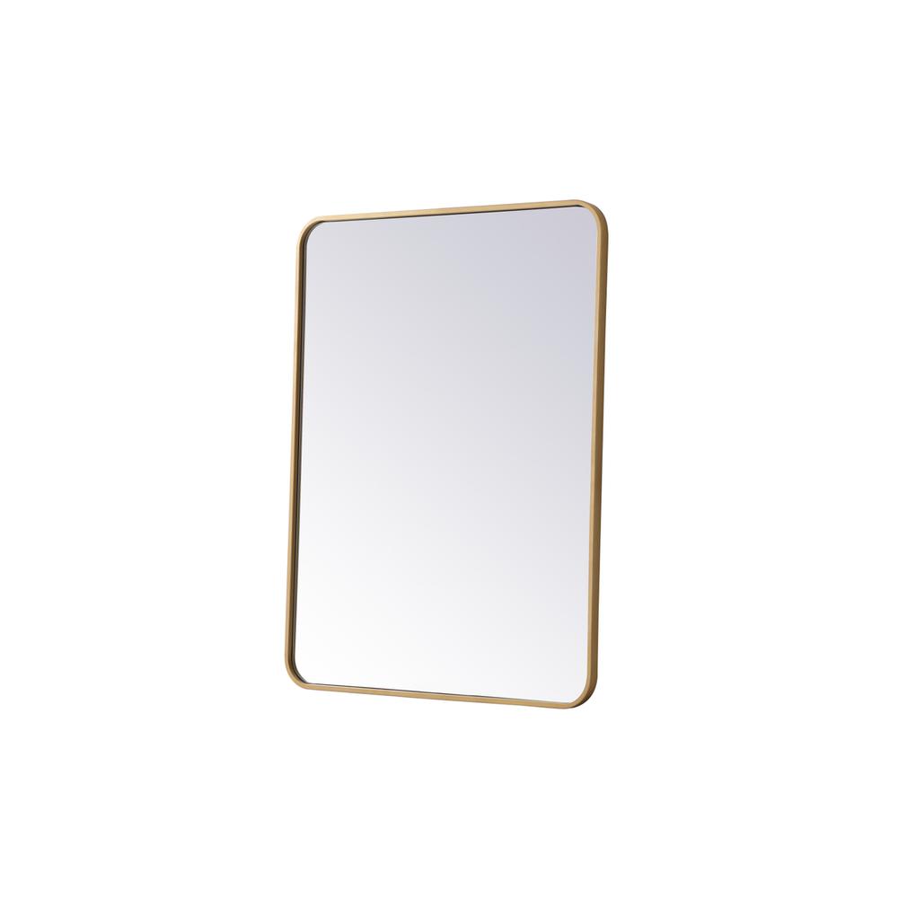 Soft corner metal rectangular mirror 27x36 inch in Brass. Picture 7