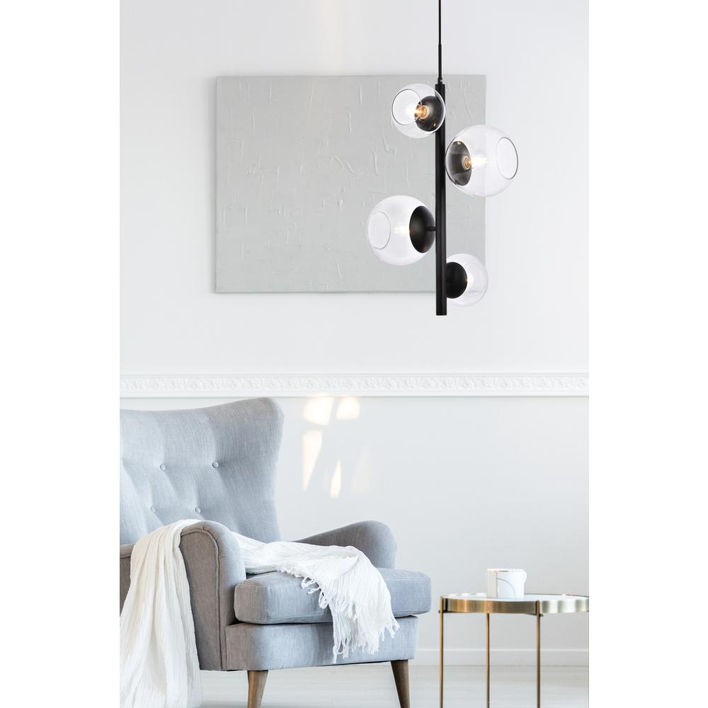 Wells 18 inch pendant in black with clear shade. Picture 7
