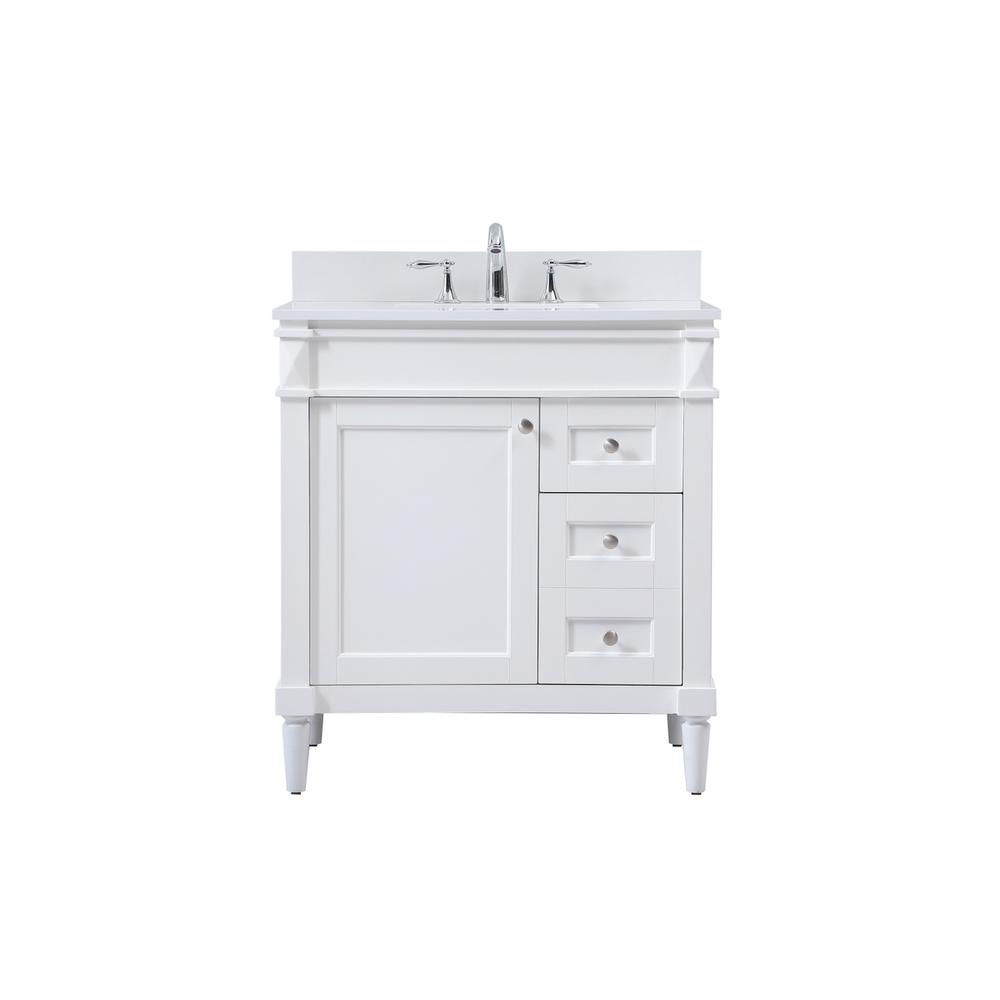 32 inch Single bathroom vanity in white with backsplash. Picture 1