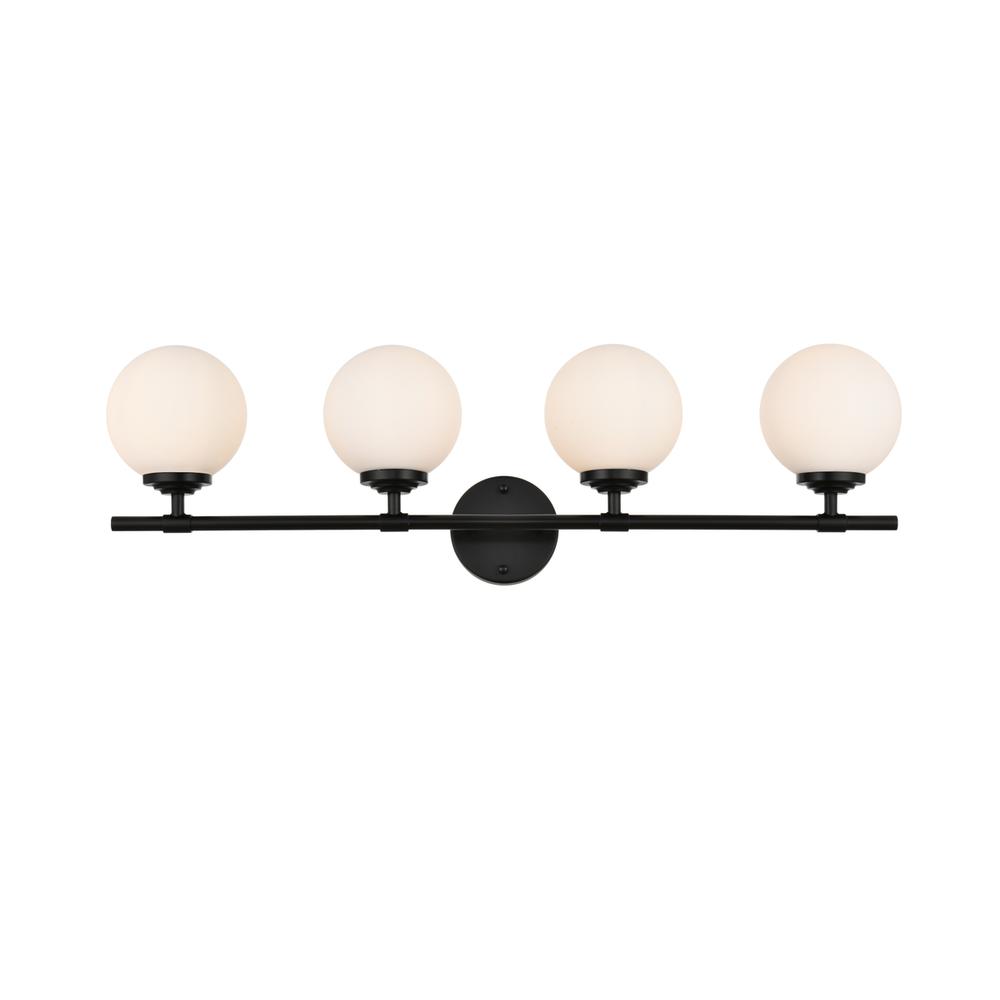 Ansley 4 light Black and frosted white Bath Sconce. Picture 1
