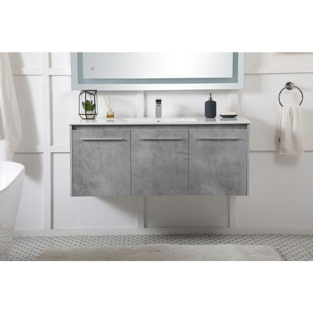 48 inch  Single Bathroom Floating Vanity in Concrete Grey. Picture 13