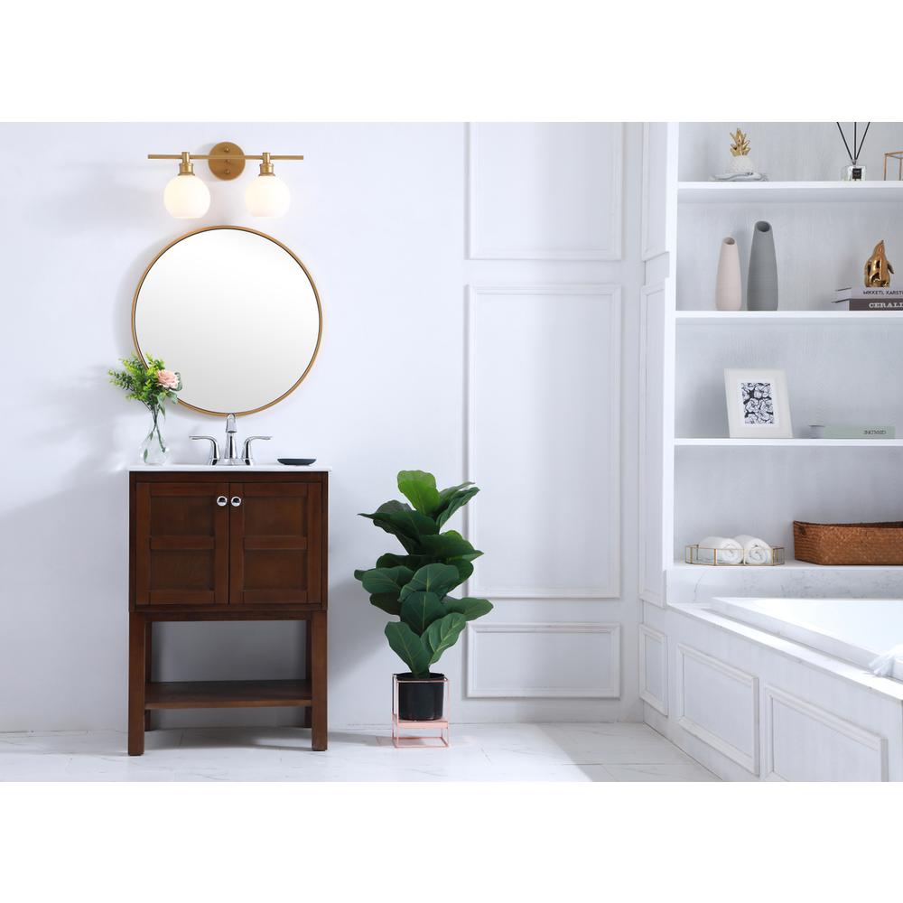 Collier 2 light Brass and Frosted white glass Wall sconce. Picture 14