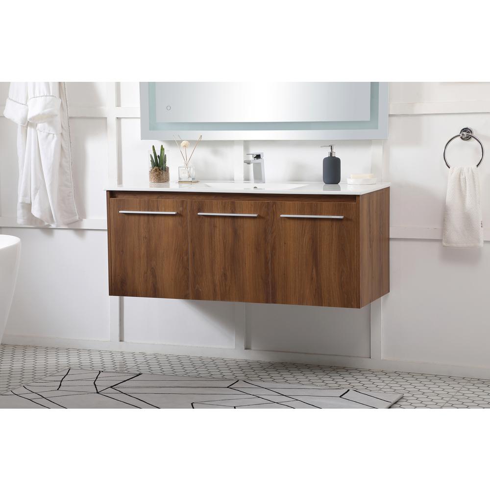 48 inch  Single Bathroom Floating Vanity in Walnut Brown. Picture 2