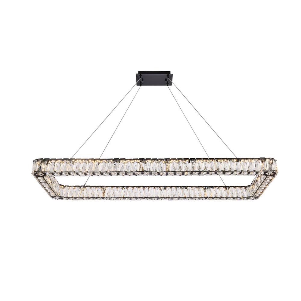 Monroe 50 inch LED Single rectangle pendant in black. Picture 1