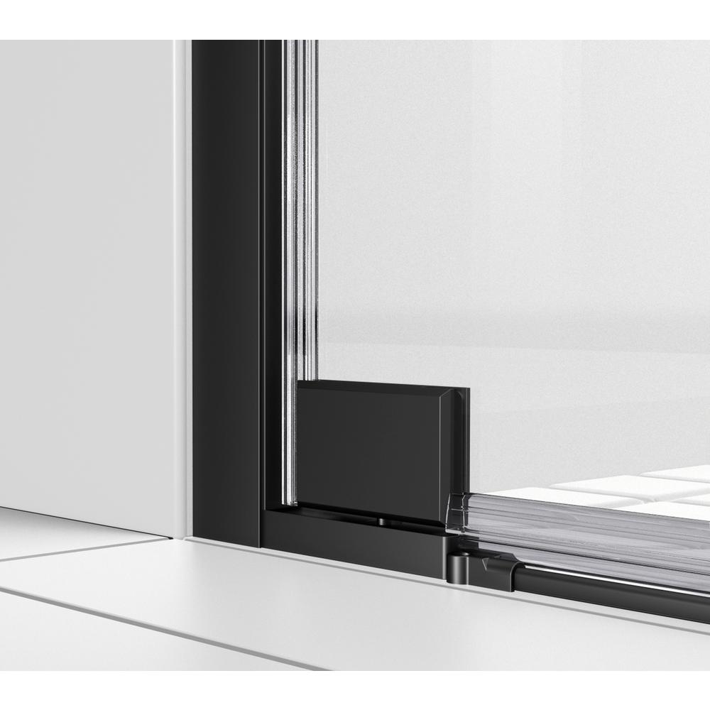 Semi-frameless hinged shower door 48 x 72 Matte Black. Picture 9