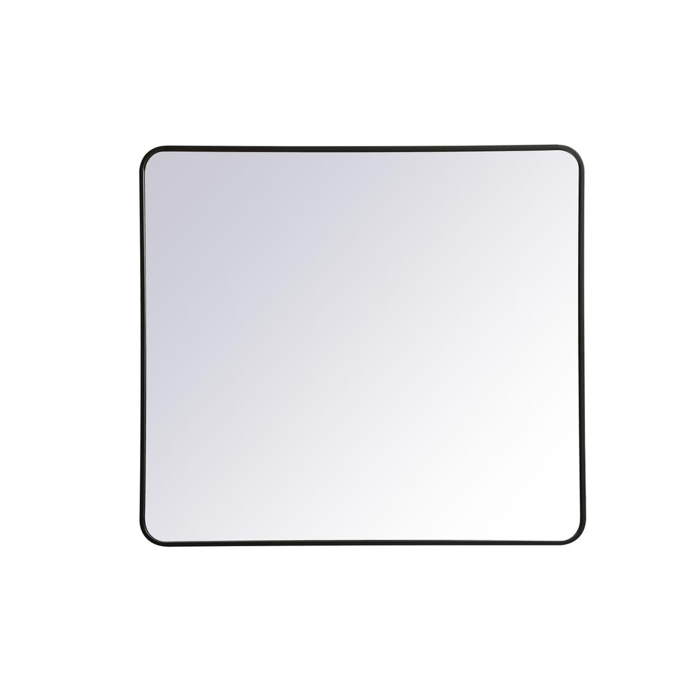 Soft corner metal rectangular mirror 36x40 inch in Black. Picture 6