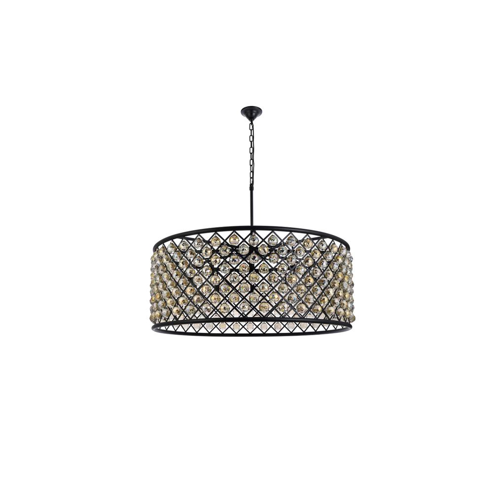 Madison 10 light Matte Black Chandelier Golden Teak (Smoky) Royal Cut Crystal. Picture 6